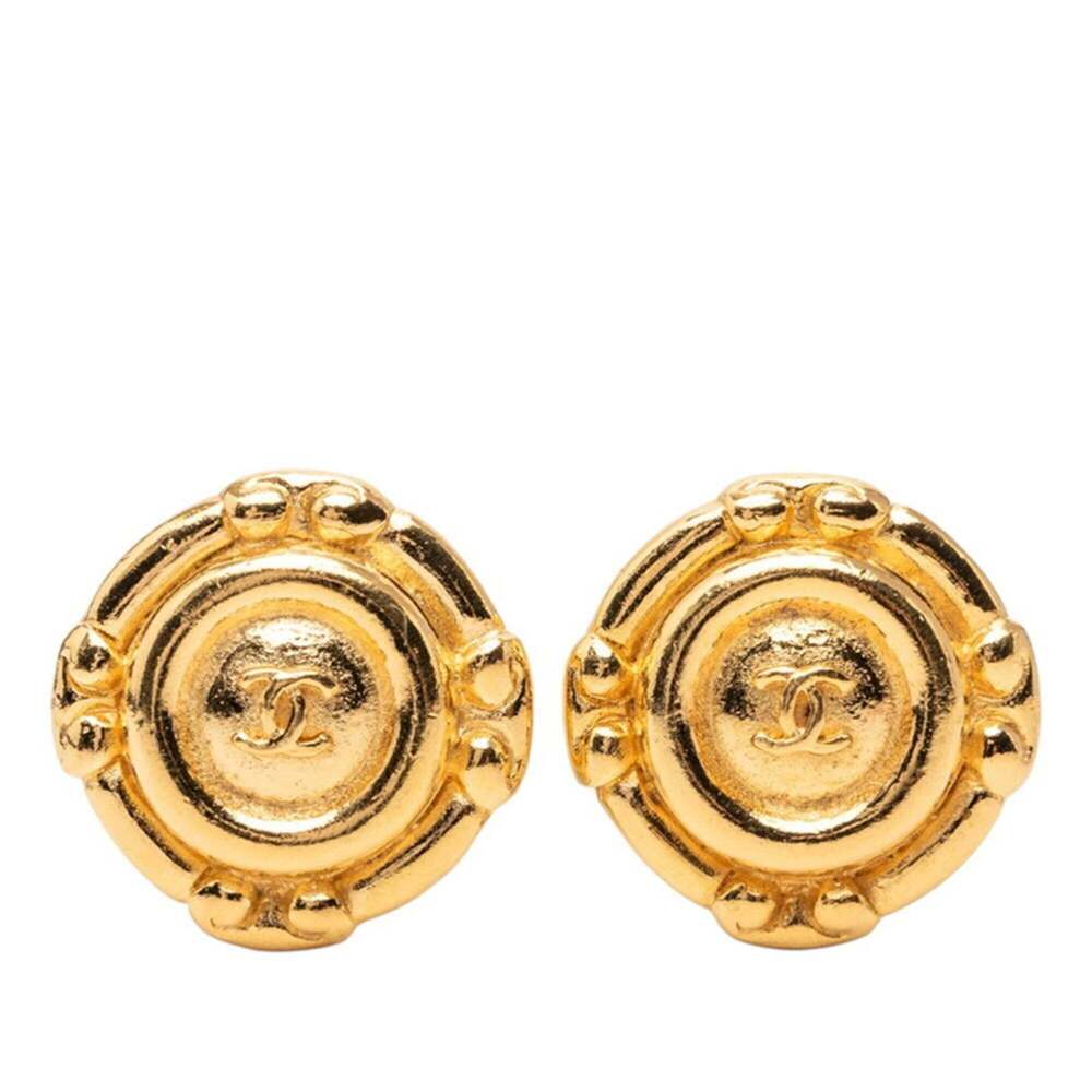 CHANEL Gold Logo Earrings